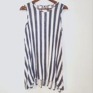 Soft Surroundings Linen Sleeveless Blouse Navy Tank Size Small